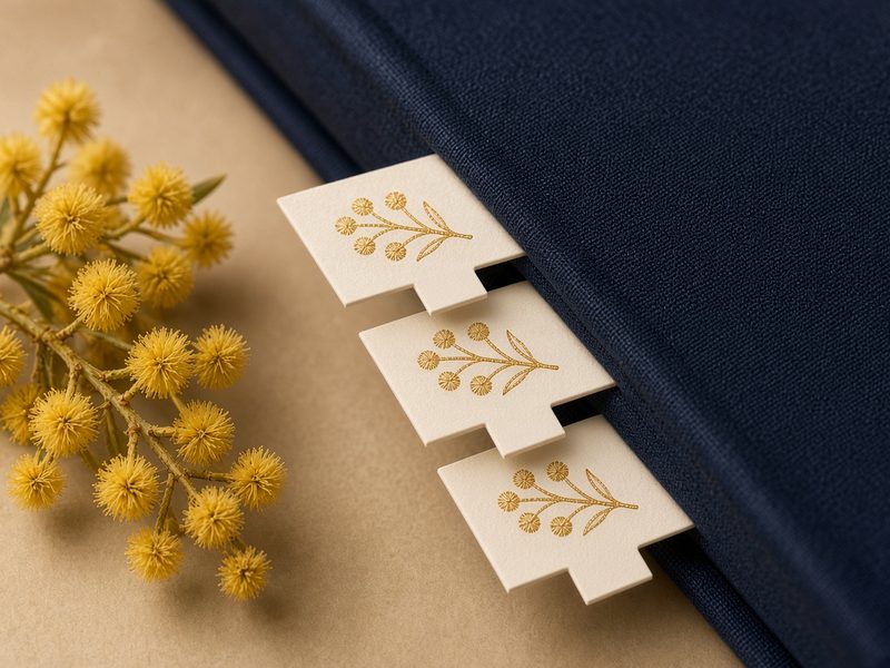 金合欢 Golden Wattle 烫金索引贴设计效果图