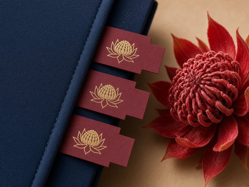 帝王花 Waratah 烫金索引贴设计效果图