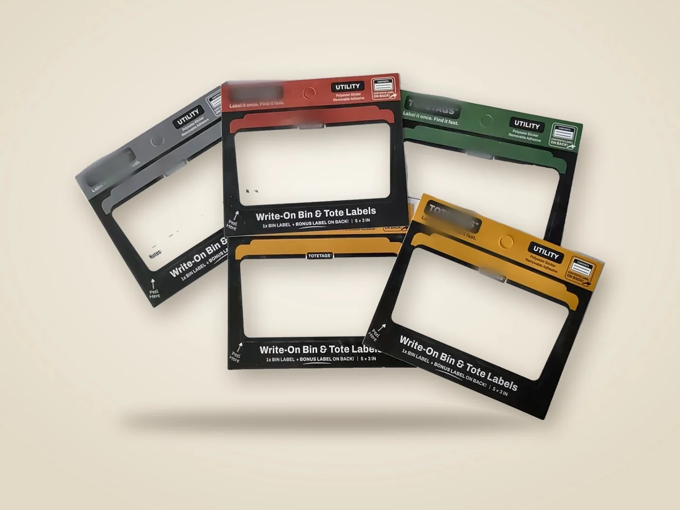 Retail-packaged bin & tote labels